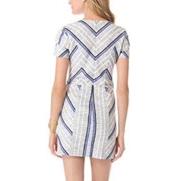 Rebecca Minkoff | Katya Tweed Pattern Mini Sheath Dress Gray/Blue Sz 2 XS - Picture 2 of 12